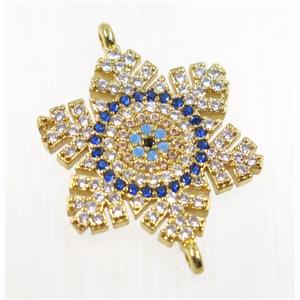 copper flower connector pave zircon, gold plated, approx 22mm dia [FDZN2706]
