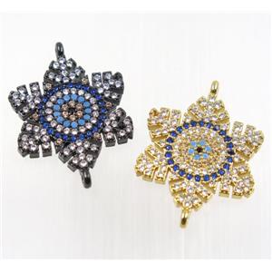 copper flower connector pave zircon, mix color, approx 22mm dia [FDZN2708]