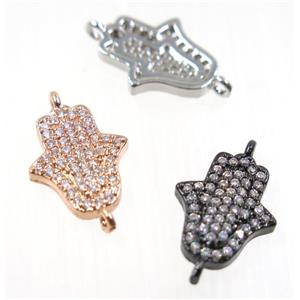 copper hamsahand connector pave zircon, mix color, approx 11x13mm [FDZN2712]