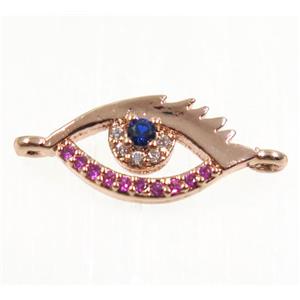 copper eye connector pave zircon, rose gold, approx 7x14mm [FDZN2718]