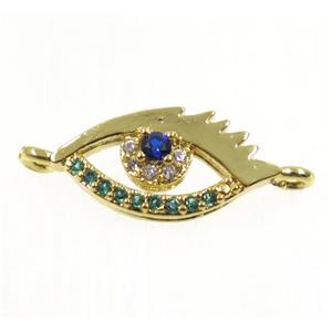 copper eye connector pave zircon, gold plated, approx 7x14mm [FDZN2720]