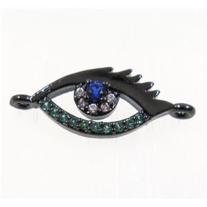 copper eye connector pave zircon, black plated, approx 7x14mm [FDZN2721]