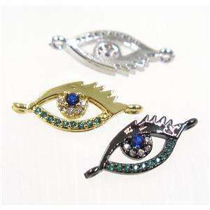 copper eye connector pave zircon, mix color, approx 7x14mm [FDZN2722]