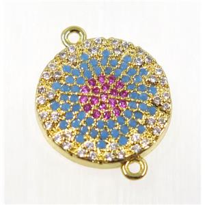 copper button connector pave zircon, gold plated, approx 15mm [FDZN2724]