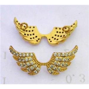 zircon, copper connector, angel wing, gold plated, approx 9x20mm [FDZN273]