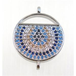 copper circle connector pave zircon, platinum plated, approx 18mm dia [FDZN2730]
