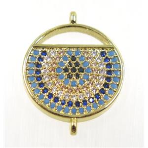 copper circle connector pave zircon, gold plated, approx 18mm dia [FDZN2731]