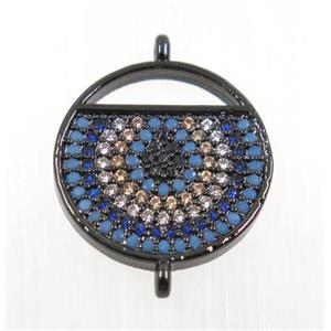 copper circle connector pave zircon, black plated, approx 18mm dia [FDZN2732]