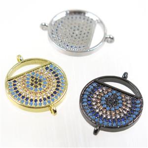 copper circle connector pave zircon, mix color, approx 18mm dia [FDZN2733]