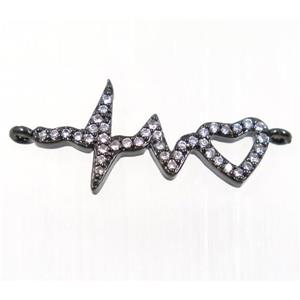 copper cardiogram connector pave zircon, black plated, approx 12-33mm [FDZN2737]