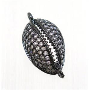 copper connector pave zircon, slide fastener, black plated, approx 10x16mm [FDZN2741]