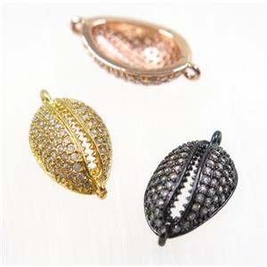 copper connector pave zircon, slide fastener, mix color, approx 10x16mm [FDZN2742]