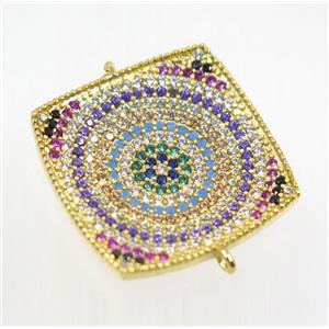 copper square connector pave zircon, gold plated, approx 22x22mm [FDZN2746]