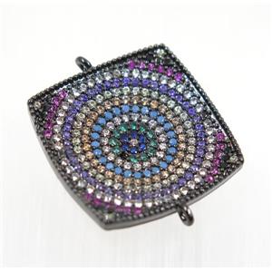 copper square connector pave zircon, black plated, approx 22x22mm [FDZN2747]