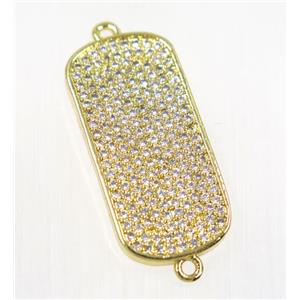 copper rectangle connector pave zircon, gold plated, approx 13x27mm [FDZN2750]