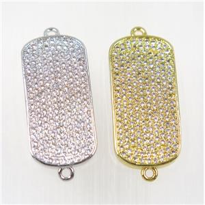copper rectangle connector pave zircon, mix color, approx 13x27mm [FDZN2751]