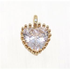 copper heart pendant pave zircon, rose gold, approx 7x8mm [FDZN2754]