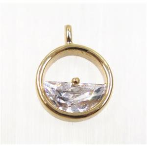 copper pendant pave zircon, rose gold, approx 10mm dia [FDZN2759]