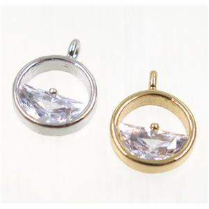 copper pendant pave zircon, mix color, approx 10mm dia [FDZN2760]