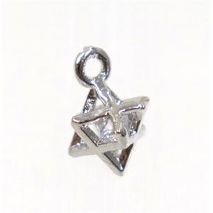 copper pendant with zircon, fire element, platinum plated, approx 6mm dia [FDZN2761]