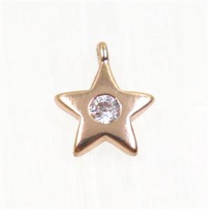 copper star pendant pave zircon, rose gold, approx 7mm dia [FDZN2764]