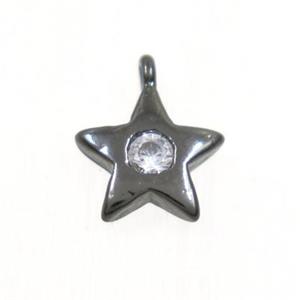 copper star pendant pave zircon, black plated, approx 7mm dia [FDZN2767]