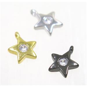 copper star pendant pave zircon, mix color, approx 7mm dia [FDZN2768]