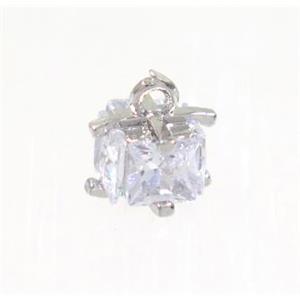 copper pendant pave zircon, platinum plated, approx 5x7mm [FDZN2769]