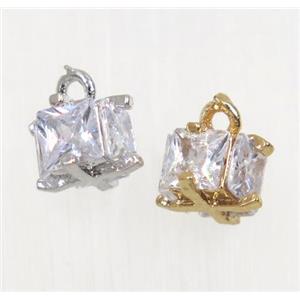copper pendant pave zircon, mix color, approx 5x7mm [FDZN2771]