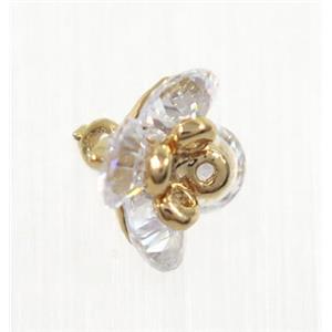 copper flower pendant pave zircon, rose gold, approx 8-9mm [FDZN2776]