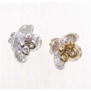 copper flower pendant pave zircon, mix color, approx 8-9mm [FDZN2777]