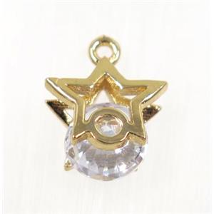 copper star pendant pave zircon, gold plated, approx 12mm [FDZN2783]