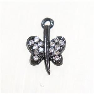 copper butterfly pendant pave zircon, black plated, approx 7x10mm [FDZN2808]