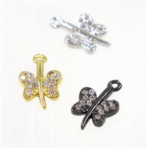 copper butterfly pendant pave zircon, mix color, approx 7x10mm [FDZN2809]