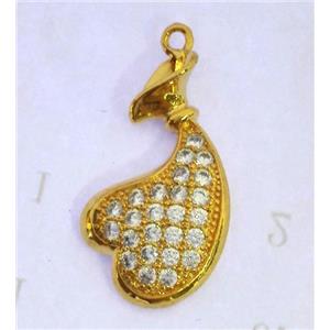 zircon, copper pendant, gold plated, approx 12x23mm [FDZN281]