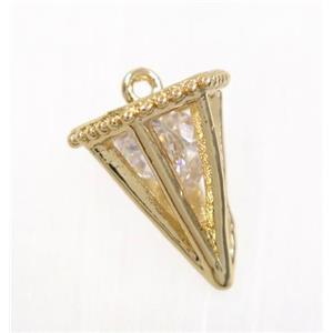 copper arrowhead pendant pave zircon, gold plated, approx 10x13.5mm [FDZN2811]