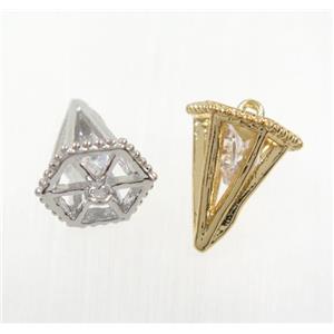 copper arrowhead pendant pave zircon, mix color, approx 10x13.5mm [FDZN2812]