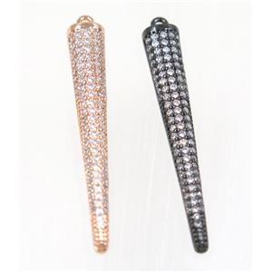 copper stick pendant pave zircon, mix color, approx 6x40mm [FDZN2815]