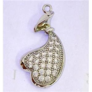 zircon, copper pendant, platinum plated, approx 12x23mm [FDZN282]