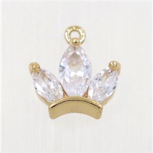 copper crown pendant pave zircon, rose gold, approx 10-12mm [FDZN2822]