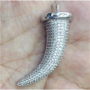 zircon, copper pendant, cattle horn, platinum plated, approx 18-35mm [FDZN283]