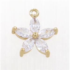 copper flower pendant pave zircon, rose gold, approx 13.5mm dia [FDZN2830]