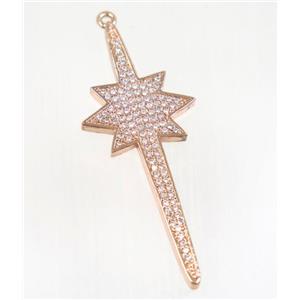 copper northStar pendant pave zircon, rose gold, approx 18-48mm [FDZN2848]