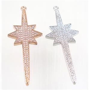 copper northStar pendant pave zircon, mix color, approx 18-48mm [FDZN2850]