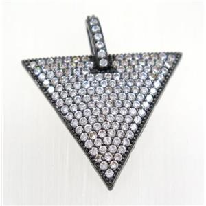copper triangle pendant pave zircon, black plated, approx 28mm [FDZN2864]