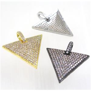 copper triangle pendant pave zircon, mix color, approx 28mm [FDZN2865]