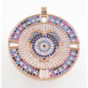 copper circle pendant pave zircon, rose gold, approx 33mm dia [FDZN2866]
