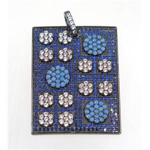 copper rectangle pendant pave zircon, black plated, approx 25x33mm [FDZN2874]