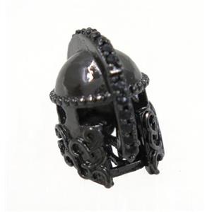 copper helm bead paved zircon, black plated, approx 10x15mm [FDZN2881]