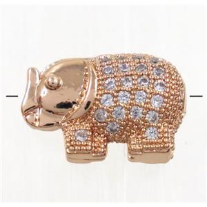 copper elephant beads paved zircon, rose gold, approx 9x13mm [FDZN2887]
